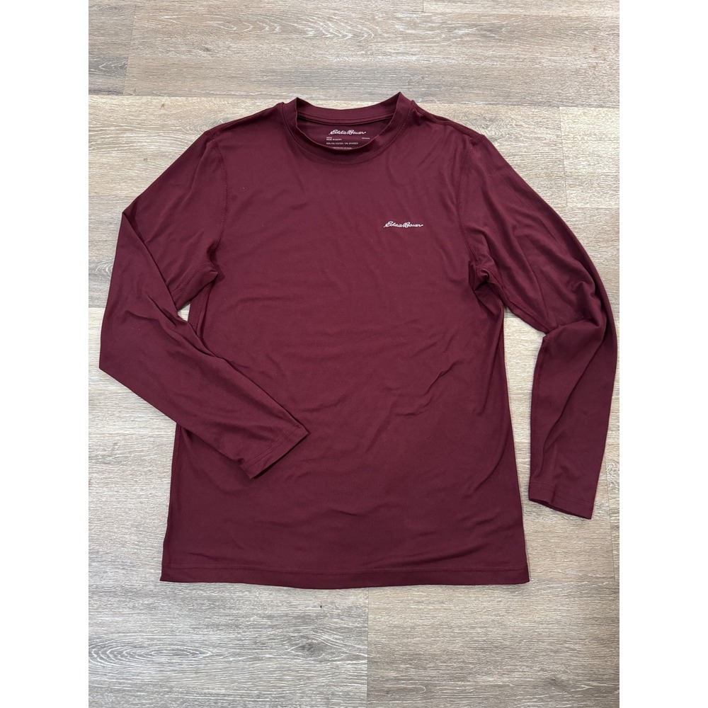Eddie Bauer Mens Long Sleeve Performance T-Shirt Burgundy Maroon‎ XEB3011 Medium